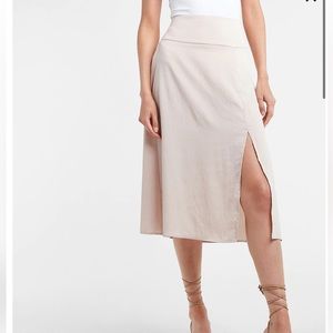 Express High-Waisted Satin Midi Skirt